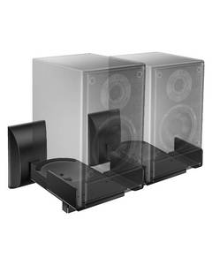 lot 3544 image: WALI Speaker Wall Mount, Surround Sound Speaker Stand with Adjustable Swivel Tilt Angle, Bookshelf Speaker Wall Mounts for Living Room, Home Theater, Hold Up to 55 Lbs, (SWM201), 1 Pair, Black