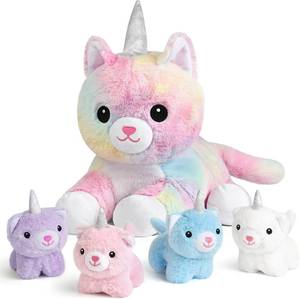 lot 3558 image: KMUYSL Toys for Ages 0 1 2 3 4 5 6 7 8 Years - Plush Mommy Stuffed Animal with 4 Babies in Her Tummy, Soft Plush Toys Set, Christmas Birthday Gifts for Girls Boys, Toddler, Kids (Unicorn Cat Toys)