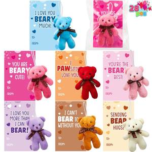lot 3559 image: JOYIN 28 Packs Valentines Day Gift Cards with Mini Bears Plush Toy Party Favors, Mini Stuffed Plush Toys for Valentines Day Gifts, Kids Classroom School Exchange Prize