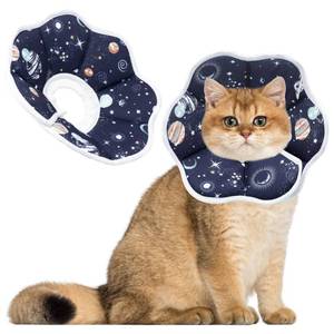 lot 4230 image: Maiiu Soft Adjustable Cat Cone Collar, Comfortable Recovery Collar for Cats After Surgery (Dark Blue, Small)
