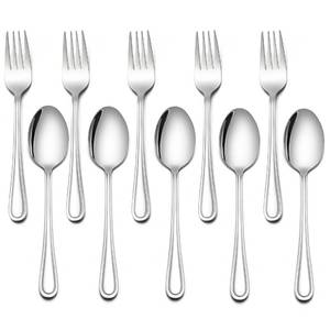lot 4241 image: LIANYU 10-Piece Children Silverware Set, Kids Forks and Spoons Silverware Set, Stainless Steel Toddler Utensils Flatware, Child Cutlery for Home Preschools, Dishwasher Safe