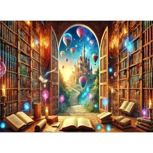 lot 4260 image: Yunlus Jigsaw Puzzles for Adults 1000 Pieces Impossible Hard Difficult Challenging Puzzles for Adults Teens 1000pc Puzzles Magical Castle Bookshelf Stories Jigsaw Puzzle 1000 Pieces 28 x 20 inch