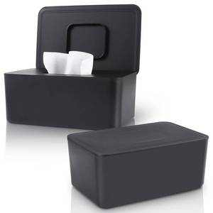 lot 4263 image: 2 Pack LEQXGO Baby Wipes Dispenser, Wipes Dispenser Baby Wipes Case, Baby Wipe Holder for Fresh Wipes, Non-Slip Wipes Case, Wipe Container with Sealing Design Lid (Black and Black)