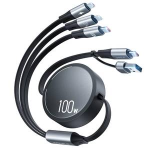 lot 4282 image: CAFELE 100W Multi Charging Cable, 6-in-1 Retractable USB CA Cable, 5A Fast Charger Cord for Multiple Devices with Type CLMicro Ports for Phone 17 16 15 14 Pro Max, S24S23, MBook, Pad (3.6ft) Gray