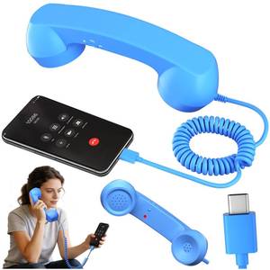 lot 4288 image: Retro Phone Handset, Retro Telephone Handsets Style Type-C Port, HD Retro Landline Handle Receiver for Home or Office Mobile Video Conferences, HD Calls, Volume Control, Plug and Play