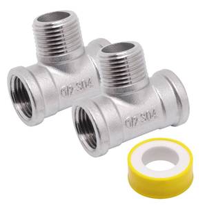 lot 4299 image: ZHMEINA 12 NPT Male x 12 NPT Female x 12 Female Pipe Fitting, 304 Stainless Steel Tee Pipe Fittings, 3 Way T Shaped Connector, Male Branch Tee, 2 Pack