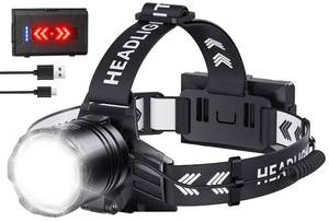 lot 4312 image: SWZA Super Bright Headlamp Rechargeable 99000 Lumens, 7 Modes Head Lamp, Zoomable Head Light for Forehead, 90° Adjustable Headlamps for Adults, Long Runtime & Waterproof Fishing, Camping