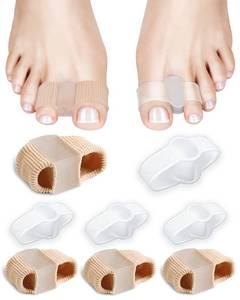 lot 4319 image: PGRODE 8PC Bunion Toe Separators Gel Bunion Corrector Soft Big Toe Spacers for Feet Women Men Toe Correct, Elasticity Hammer Toe Straightener with 2 Loops (4 Nylon4Gel)