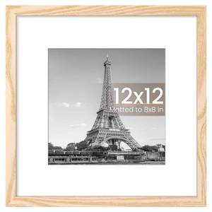 lot 4329 image: upsimples 12x12 Picture Frame, Display Pictures 8x8 with Mat or 12 x 12 Without, Wall Hanging Square Frames, Natural, 1 Pack