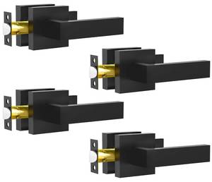 lot 4331 image: RAZCC Passage Door Lever, 4 Pack Matte Black Interior Door Handles for Hallway and Closet, Heavy Duty Square Interior Keyless Door Handles Non-Locking Door Knobs for Right & Left Side Door