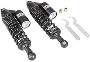 lot 5588 image: Mallofusa 400mm15.75inch Pair Motorcycle Air Shock Absorber Round Hole Universal For Yamaha YFZ 450 Banshee Honda TRX 450 Quad Kawasaki Suzuki ATV Go Kart Full Black