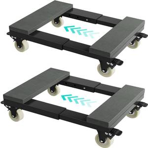 lot 5611 image: Heavy Duty Adjustable Furniture Moving Dolly - Furniture Movers with 4 Swivel Casters Wheels, Small Wood & Metal Floor Flat Dollies Cart, Set of 2