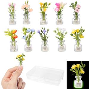 lot 6022 image: A10 Pcs Miniature Dollhouse Plant Flowers, 112 Tiny Small Glow in The Dark Glass Vase Flowers Plant House Decor, Faux Flower Model Dollhouse Decoration for Tiny Houses