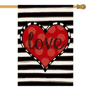 lot 6037 image: AVOIN colorlife Love Heart House Flag 28x40 Inch Outside Double Sided, Valentines Day Anniversary Wedding Yard Outdoor Decoration