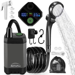 lot 6046 image: AUTOPkio Portable Camping Shower, 6000mAh Rechargeable Camp Shower Pump with USB Cable & Electric Outdoor Shower Head Sprayer for Camping, Hiking, Pet Bathing, Washing