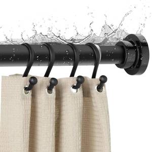 lot 6056 image: Black Shower Curtain Rod 26��80 Inch, Adjustable Spring Tension Curtain Rod No Drill, Stainless Steel Shower Rod Easy Install, Rustproof Tension Rod for Windows Bathroom Closet Kitchen Room Divider
