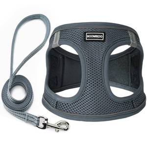 lot 6074 image: Dog Harness with Leash Set, No Pull Adjustable Reflective Step-in Puppy Pet Vest Harnesses for Small Medium Large Dogs and Cats,Grey L