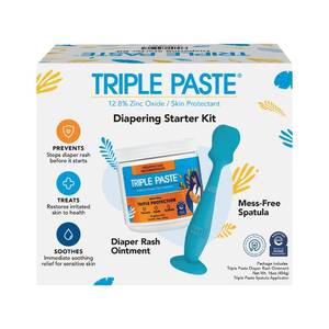 lot 6110 image: Triple Paste Diaper Rash Cream for Baby & Baby Spatula Bundle - 16 oz Zinc Oxide Ointment and Spatula Treatment, Soothe and Prevent Rash with a Pediatrician-Recommended Hypoallergenic Formula