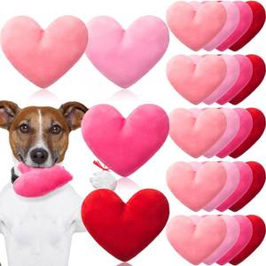 lot 6148 image: Civaner 12 Pcs Valentine Day Stuffed Toys for Dogs 4.7 Heart Squeaky Dog Toys Pink Red Plush Pet Supply for Small Medium Large Puppy Holiday Lover Party Decoration Gift Accessories