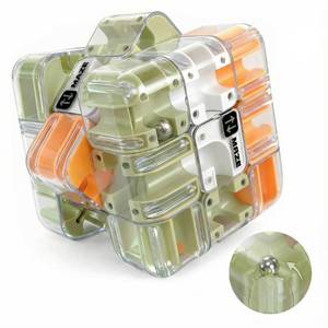 lot 6194 image: A3D Maze Cube - 2-in-1 Twist & Roll Brain Teaser, Large Labyrinth STEM Toy, Stress Relief Fidget Gift for Kids Adults Ages 8-13 (Orange)