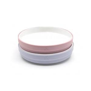 lot 6201 image: Elk and Friends Kids 7.8�� Porcelain White Plates with Silicone Sleeves  Suitable for BabiesToddlers  Microwave & Dishwasher Safe  Non Slip Dinnerware  Snack Dishes  2 Pack