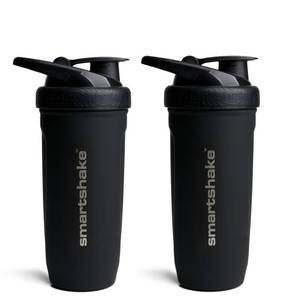 lot 6221 image: Smartshake 2 Pack Stainless Steel Non-Insulated Protein Shaker Bottle for Protein Mixes, 30 fl oz  Leak Proof Shaker Cups for Protein Shakes  Protein Shaker Bottle Pack  Black