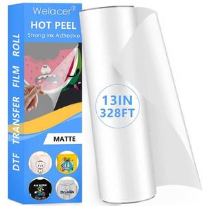 lot 6230 image: Welacer DTF Transfer Film Roll 13 Inch x 328 FT for Double-Side Matte Clear Pretreat Sheets, PET Heat Transfer Paper for Inkjet Printer Direct Print on T Shirts Textile