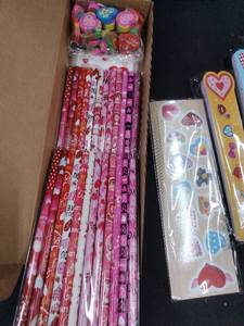lot 6236 image: NVAZIOP Valentines Day Party Favors 24 Pack Stationery Set Goodie Bag Class Gifts Classroom School Holiday Treat for Students Pencils Rulers Erasers Stickers slap