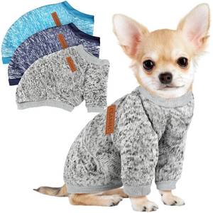 lot 6248 image: A3 Pack Dog Sweaters for Small Dogs Girl Boy Winter Fleece Clothes Warm Soft Dog Sweatshirt Outfit for Dogs Cats Pet Apparel