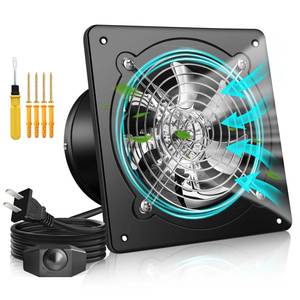 lot 6495 image: 8 Inch Exhaust Fan with Speed Controller, 700CFM Wall Mount Exhaust Fan for Kitchen, Metal Ventilation Extractor Fan with Damper for Bathroom, Garage, Attic, Shop, Pet Room, Smoking Room, Basement