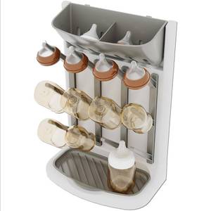 lot 6496 image: IEEK Baby Bottle Drying Rack,Space Saving Countertop Drying Rack for Baby Accessory & Pump Parts,Suction Cup Wall Mounted Bottle Rack Holder Large Vertical Drying Tower,Grey and White