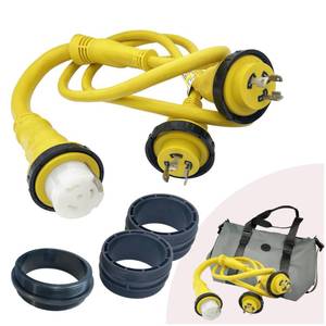 lot 6498 image: Trexflow TF Marine Shore Power Cord Reverse Y Adapter 2X L5-30P to SS2-50R Cord Splitter Dual 30A 125V Male Plug to One 50A 125250V Female Connector, 5.5FT