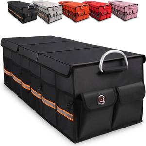 lot 11337 image: LI LIBZAKI Trunk Organizer Cargo Organizer Trunk Storage Waterproof Collapsible Durable Multi Compartments-((Oversize,Black)