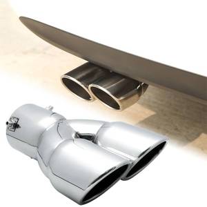 lot 11343 image: FAIZJUNBEN Stainless Steel Exhaust Tip Inlet 3 inches, Outlet 3 inches, Overall Length 8.66 inches, Dual Exhaust Ports, Polished Stainless Steel Exhaust Tip, Car Tailpipe