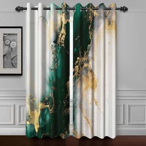 lot 11344 image: Baocicco Green Gold Marble Window Curtains for Bedroom Art Fluid Golden Texture Marble Window Drapes for Living Room Modern Luxury Gold Crack Design Grommets Blackout Curtain 2 Panels 42x96 Inch