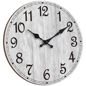 lot 11346 image: HYLANDA Wall Clock 12 Inch, Grey Wall Clocks Battery Operated Silent Non Ticking, Vintage Rustic Wooden Clocks Decorative for Kitchen Bathroom, Living Room, Bedrooms, Dining Room, Office (12)