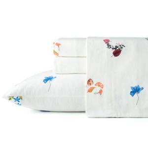 lot 11355 image: Pointehaven 180 GSM Brushed Cotton Flannel Sheet Sets (Floral Bouquet, Twin XL)