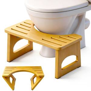 lot 11356 image: JACNITAD Foldable Toilet Stool, 7 Inch Poop Stool for Bathroom, Bamboo Toilet Stool Squat Adult, Collapsible Squatting Potty Stool with Non-Slip Strip - Improve Squatting Posture and Comfort, Wood