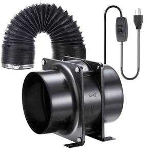 lot 11364 image: 4inch Axial Fan Kit, Exhaust Extractor Blower Ventilation Fan with Button Switch, Dryer Hose for Grow Tent, HVAC, 3D Printer