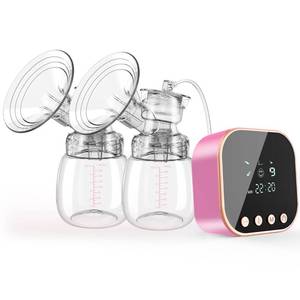 lot 11390 image: Lulia Double Electric Breast Pump, Breastfeeding Pump 4 Modes & 9 Levels, Low Noise, Anti-Backflow & LED Display, BPA Free, Portable Breast Pumps with 24mm Flange, Pink (Used)