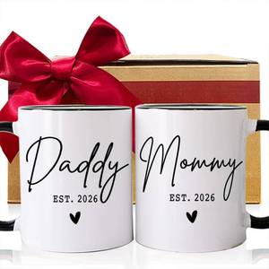 lot 11411 image: CATABUBU First Time 2026 Mom Dad Mug Set Gifts, EST 2026 Daddy Mommy Mugs Gift for New Parents, Pregnancy Baby Announcement Gifts, Parents to be Gift, Mom Dad to Be Mug (Only Mommy Mug)