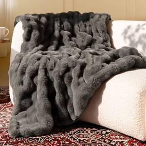lot 11416 image: blunique Ultra Soft Cozy Faux Fur Throw Blanket-Fuzzy Plush Thick Bubble Blanket, Fluffy Blanket for Couch, Sofa, Bedroom, and Living Room, 50x60 Inches, Light Grey Taupe
