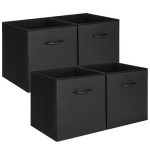 lot 11424 image: StorageWorks Black Storage Cubes, 13-inch Leather Bins with Handle, Cube Organizer Baskets for Shelves and Closet, Collapsible Storage Bins, 4-Pack