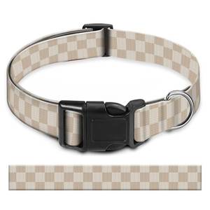 lot 12024 image: BAYCUFKQ Dog Collar, Cute Pet Collar Adjustable for Large Dogs, Soft Dog Collars with Quick Release Buckle for Walking Running Beige Checkerboard