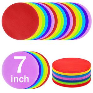 lot 12032 image: 7 Inch Carpet Spots Markers Carpet Circles Carpet Markers for Kids Classroom Social Distancing, IKAYAS 30Pcs Removable Carpet Spots for Classroom Decoration Teacher Supplies, 6 Colors (Used)