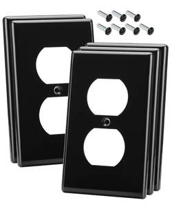 lot 12034 image: Bates- Duplex Wall Plate, 5 Pack, Black, Electrical Outlet Cover Plates, Wall Outlet Cover