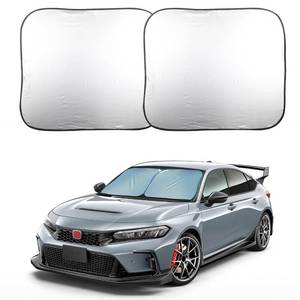 lot 12048 image: EcoNour 2 Piece Sunshade for Car Windshield, Durable 240T Polyester Car Windshield Shade Blocks UV Rays, Sun Protection for Front Window, Small 29x24, Fits Coupe, Hatchback, Small Sedan, Sports Model