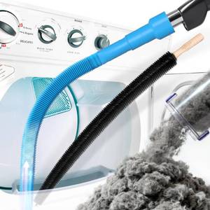 lot 12051 image: Holikme 2 Pieces Dryer Vent Cleaner Kit, Dryer Lint Vacuum Attachment and Flexible Dryer Lint Brush, Dryer Vent Vacuum Hose Attachment,Blue