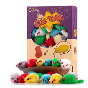 lot 12055 image: CHIWAVA 36PCS 4.1 Furry Cat Toy Mice Rattle Small Mouse Kitten Interactive Play Assorted Color