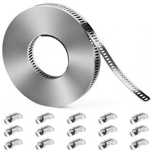 lot 12071 image: 304 Stainless Steel Hose Clamps DIY Kit 26FT, Adjustable Metal Clamps Strap  15 Fasteners, Large Worm Gear Hose Clamps, Pipe Clamp Screw Band Clamp for Auto,Duct, Fuel Line (Used) (Not 26ft)